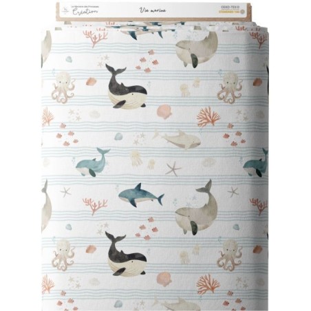 Tissu coton imprimé pour enfants Vie Marine - Certifié Oeko-Tex® Mercerie des Princesses