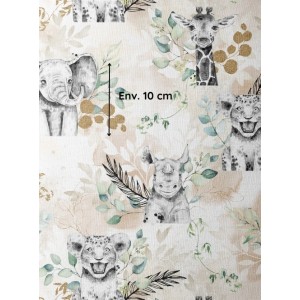 Tissu coton imprimé pour enfants Savane Beige et Or - Certifié Oeko-Tex® Mercerie des Princesses