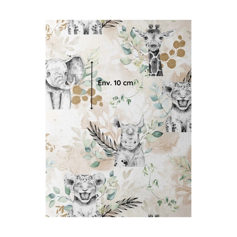 Tissu coton imprimé pour enfants Savane Beige et Or - Certifié Oeko-Tex® Mercerie des Princesses
