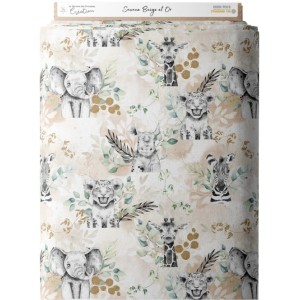  Tissu coton imprimé pour enfants Savane Beige et Or - Certifié Oeko-Tex® Mercerie des Princesses
