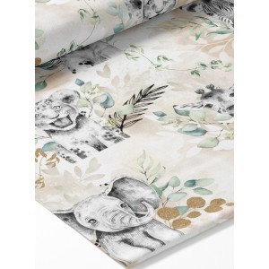  Tissu coton imprimé pour enfants Savane Beige et Or - Certifié Oeko-Tex® Mercerie des Princesses