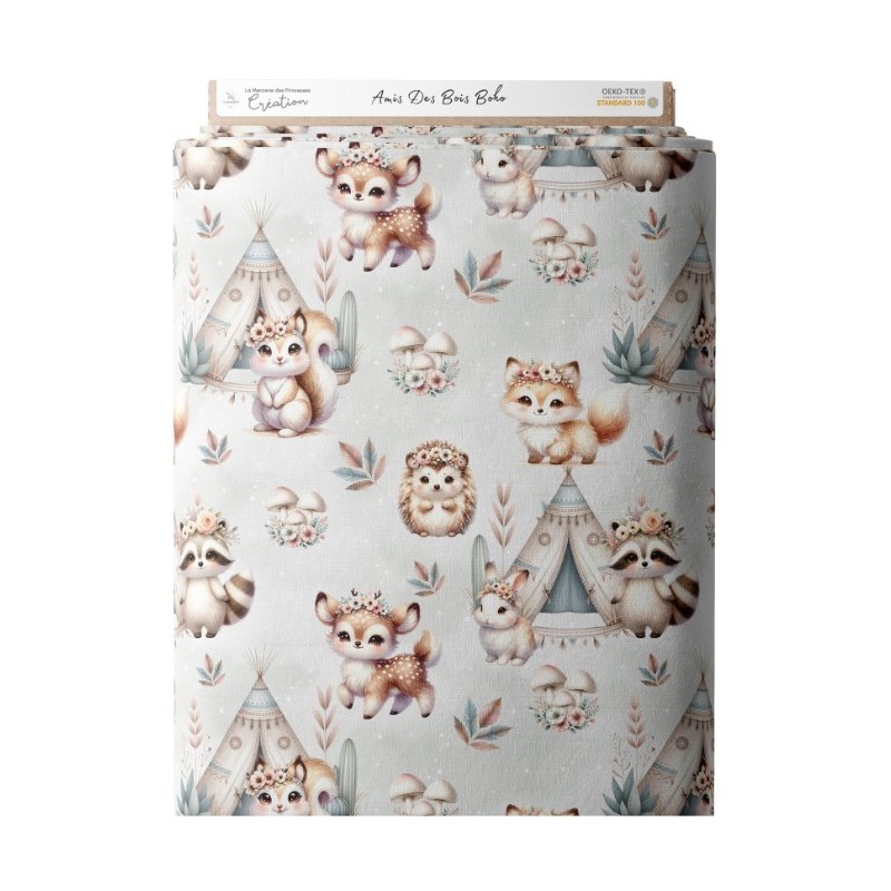 Tissu coton Les Amis des Bois Boho Mercerie des Princesses