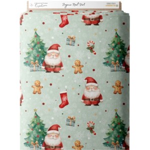 Tissu coton imprimé Joyeux Noël Vert- Certifié Oeko-Tex® Mercerie des Princesses