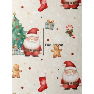  Tissu coton imprimé Joyeux Noël Beige- Certifié Oeko-Tex® Mercerie des Princesses