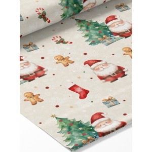  Tissu coton imprimé Joyeux Noël Beige- Certifié Oeko-Tex® Mercerie des Princesses