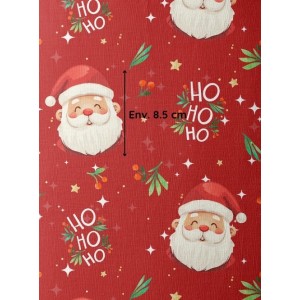 Tissu coton imprimé Papa Noël Rouge- Certifié Oeko-Tex® Mercerie des Princesses
