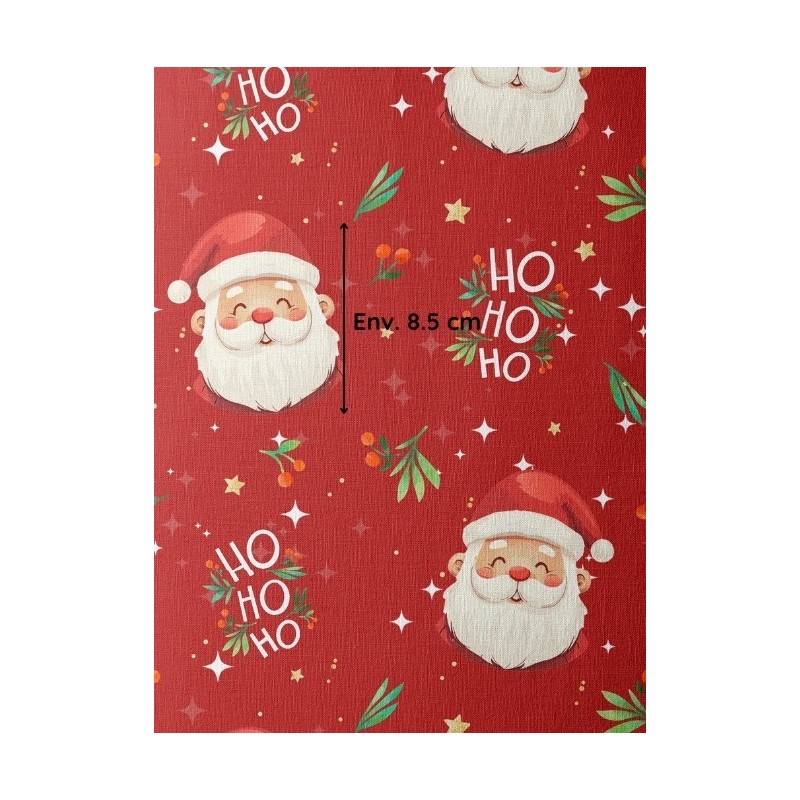 Tissu coton imprimé Papa Noël Rouge- Certifié Oeko-Tex® Mercerie des Princesses