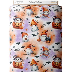  Tissu coton imprimé Fantôme d'Halloween  - Certifié Oeko-Tex® Mercerie des Princesses