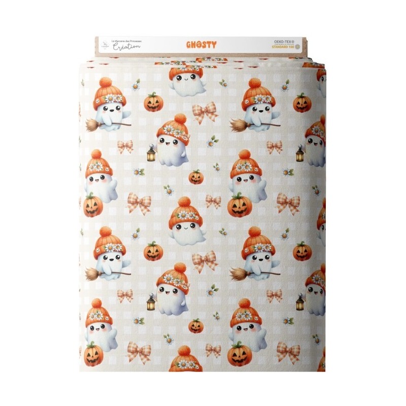 Tissu coton imprimé Ghosty - Certifié Oeko-Tex® Mercerie des Princesses