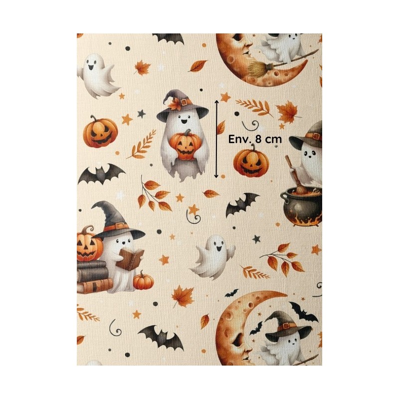 Tissu coton imprimé Magique Halloween - Certifié Oeko-Tex® Mercerie des Princesses