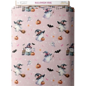 Tissu coton imprimé Halloween Rose - Certifié Oeko-Tex® Mercerie des Princesses