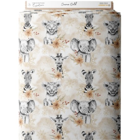 Tissu coton imprimé Savane Gold - Certifié Oeko-Tex® Mercerie des Princesses
