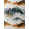 Tissu coton imprimé pour enfants Montagnes Brumeuses terracotta - Certifié Oeko-Tex® Mercerie des Princesses