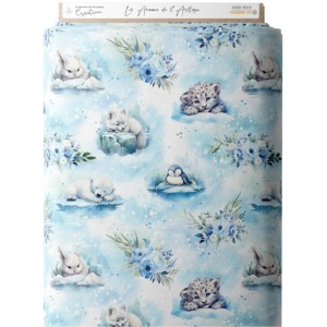 Tissu coton imprimé pour enfants Les animaux de L'arctique - Certifié Oeko-Tex® Mercerie des Princesses