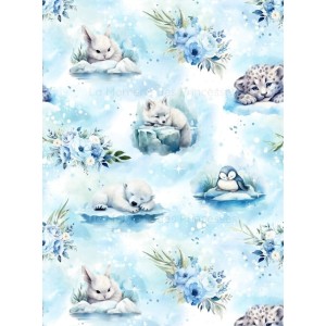  Tissu coton imprimé pour enfants Les animaux de L'arctique - Certifié Oeko-Tex® Mercerie des Princesses