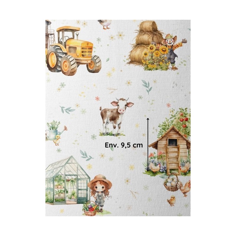 Tissu coton imprimé pour enfants Ma petite ferme - Certifié Oeko-Tex® Mercerie des Princesses