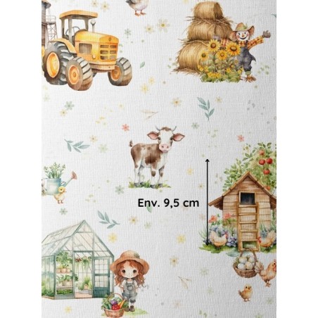 Tissu coton imprimé pour enfants Ma petite ferme - Certifié Oeko-Tex® Mercerie des Princesses