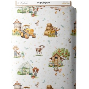  Tissu coton imprimé pour enfants Ma petite ferme - Certifié Oeko-Tex® Mercerie des Princesses