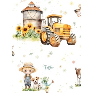  Tissu coton imprimé pour enfants Ma petite ferme - Certifié Oeko-Tex® Mercerie des Princesses