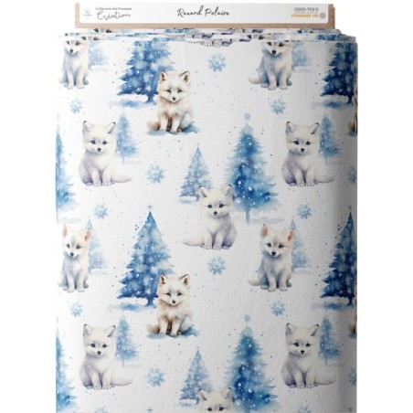 Tissu coton imprimé pour enfants Renard Polaire - Certifié Oeko-Tex® Mercerie des Princesses