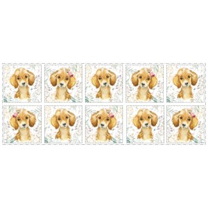 Coupon Lingettes Chiot marron coton imprimé à réaliser soi-même  - Certifié Oeko-Tex®