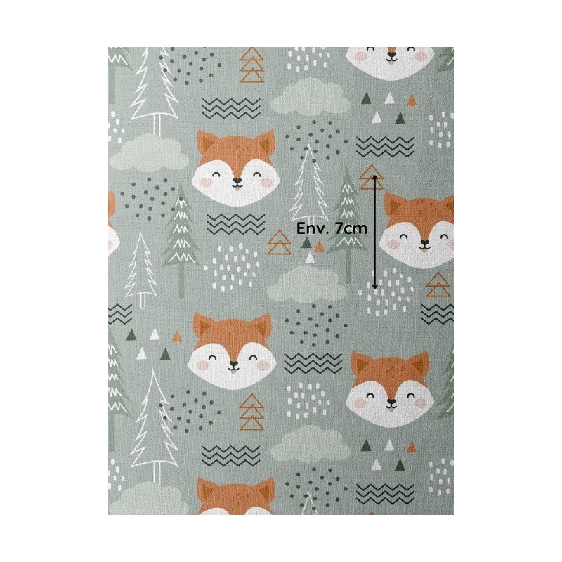 Tissu coton imprimé pour enfants Mini Renard - Certifié Oeko-Tex® Mercerie des Princesses
