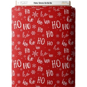 Tissu coton imprimé Noël Rouge Ho Ho Ho Certifié Oeko-Tex® Mercerie des Princesses