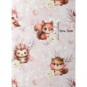 Tissu coton imprimé pour enfants Woodland Vieux Rose - Certifié Oeko-Tex® Mercerie des Princesses