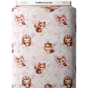  Tissu coton imprimé pour enfants Woodland Vieux Rose - Certifié Oeko-Tex® Mercerie des Princesses