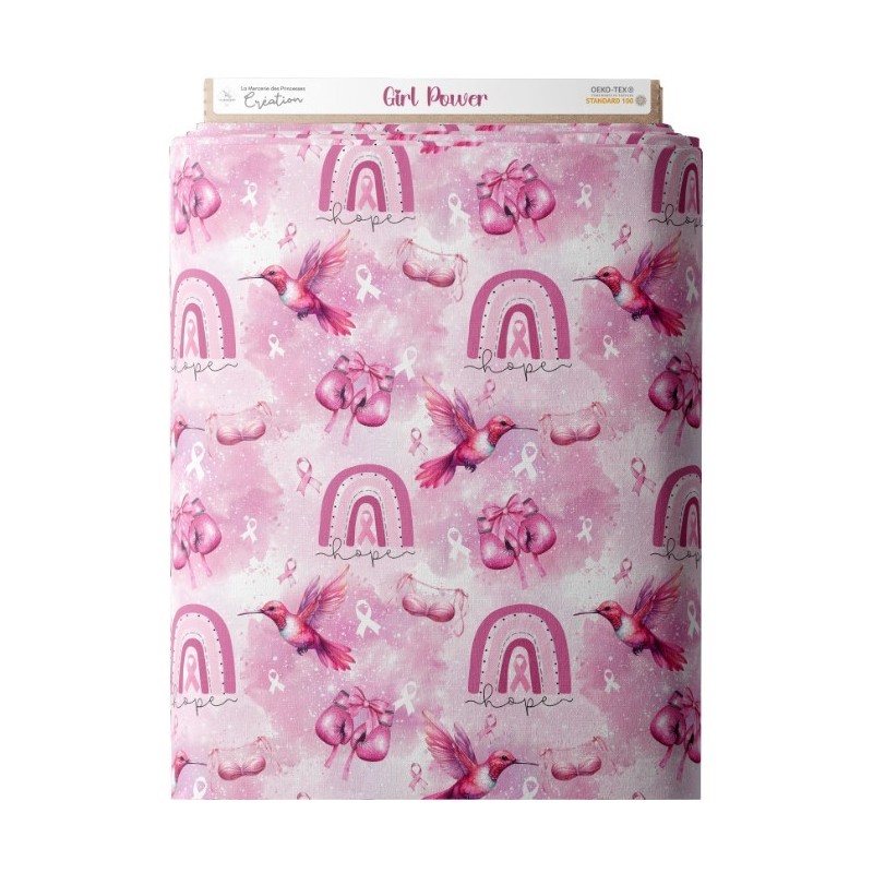 Tissu coton imprimé Girl Power - Certifié Oeko-Tex® Mercerie des Princesses