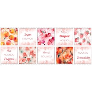 Coupon Lingettes Merci Nounou Fruité coton imprimé à réaliser soi-même  - Certifié Oeko-Tex®