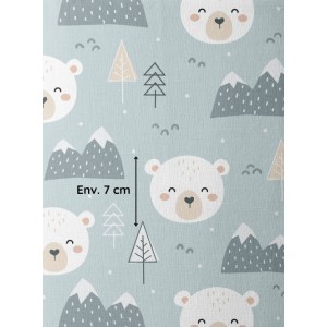 Tissu coton imprimé pour enfants Mini Ours Polaire - Certifié Oeko-Tex® Mercerie des Princesses