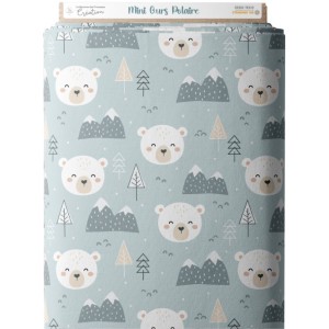  Tissu coton imprimé pour enfants Mini Ours Polaire - Certifié Oeko-Tex® Mercerie des Princesses
