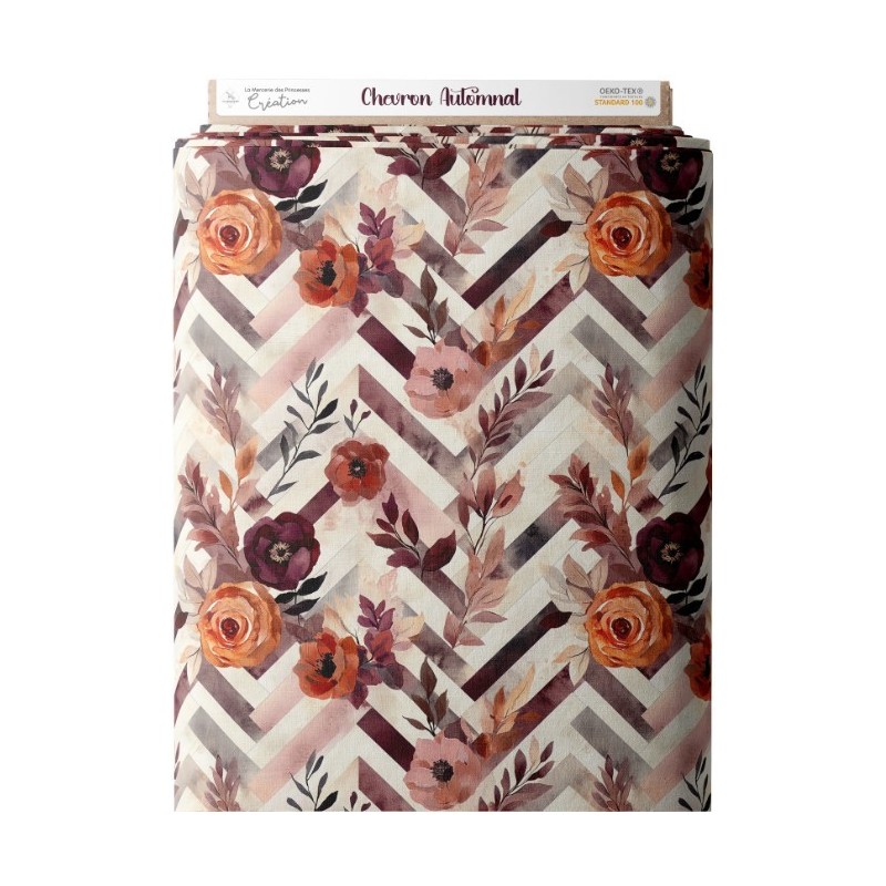Tissu coton imprimé Chevron Automnal - Certifié Oeko-Tex® Mercerie des Princesses