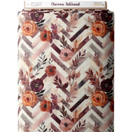 Tissu coton imprimé Chevron Automnal - Certifié Oeko-Tex® Mercerie des Princesses