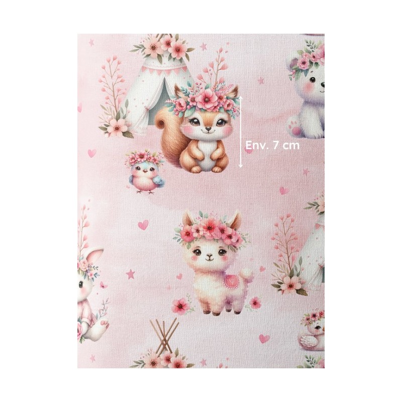 Tissu coton Douceur Automnale Rose  - Certifié Oeko-Tex® Mercerie des Princesses