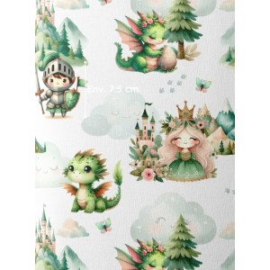  Tissu coton Dragon Et Chevalier  - Certifié Oeko-Tex® Mercerie des Princesses