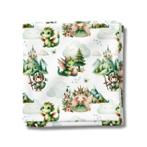  Tissu coton Dragon Et Chevalier  - Certifié Oeko-Tex® Mercerie des Princesses