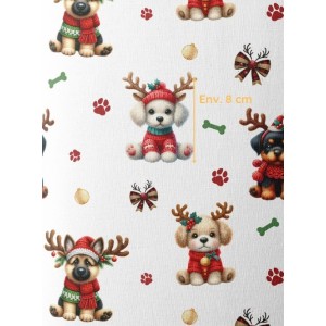 Tissu coton imprimé Noël Canin- Certifié Oeko-Tex® Mercerie des Princesses