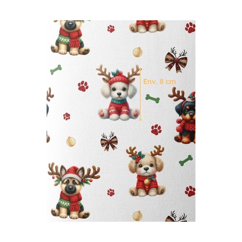 Tissu coton imprimé Noël Canin- Certifié Oeko-Tex® Mercerie des Princesses