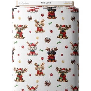  Tissu coton imprimé Noël Canin- Certifié Oeko-Tex® Mercerie des Princesses