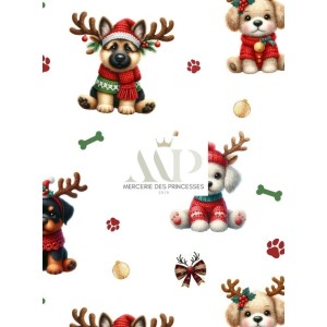  Tissu coton imprimé Noël Canin- Certifié Oeko-Tex® Mercerie des Princesses
