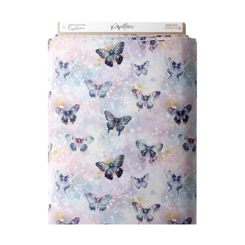 Tissu coton imprimé pour enfants Papillons - Certifié Oeko-Tex® Mercerie des Princesses