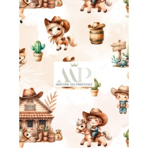 Tissu coton Cowboy  - Certifié Oeko-Tex® Mercerie des Princesses