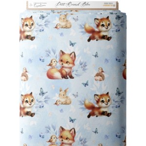 Tissu coton imprimé pour enfants Petit Renard Bleu- Certifié Oeko-Tex® Mercerie des Princesses