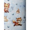  Tissu coton imprimé pour enfants Petit Renard Bleu- Certifié Oeko-Tex® Mercerie des Princesses