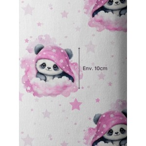  Tissu coton imprimé pour enfants Panda dans les nuages Rose - Certifié Oeko-Tex® Mercerie des Princesses