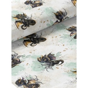  Tissu coton imprimé pour enfants Black Dragons - Certifié Oeko-Tex® Mercerie des Princesses