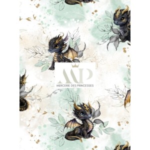  Tissu coton imprimé pour enfants Black Dragons - Certifié Oeko-Tex® Mercerie des Princesses