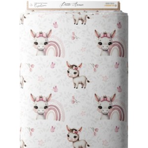  Tissu coton imprimé pour enfants Petite Anesse Rose- Certifié Oeko-Tex® Mercerie des Princesses